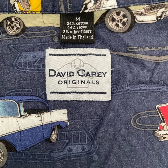 DAVID CAREY ORIGINALS Men’s Shirt Button Down Classic Chevrolet Cars Size Medium - Picture 2 of 3